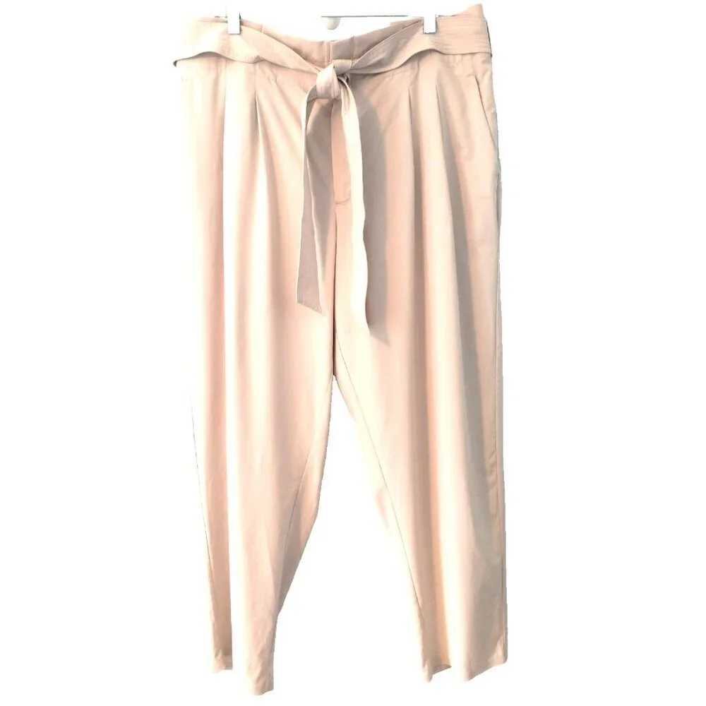 Athleta Skyline Pant II Women's Paperbag Waist Belted Beige Pockets - 18 - Picture 1 of 9